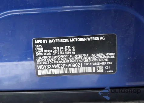 2023 BMW I4 M50 from USA, damaged, VIN WBY33AW02PFP09021